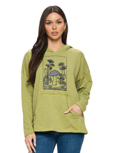 Load image into Gallery viewer, Hoodie Boho Mushrooms Print: S/M / Gray / 60% Cotton 40% Polyester
