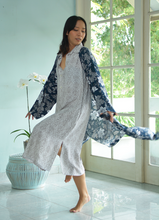 Load image into Gallery viewer, Kimono Robe Rayon | Passion Flower Navy Grey: S/M
