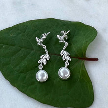 Load image into Gallery viewer, Leafy Pearl Earrings - Sterling Silver, Indonesia
