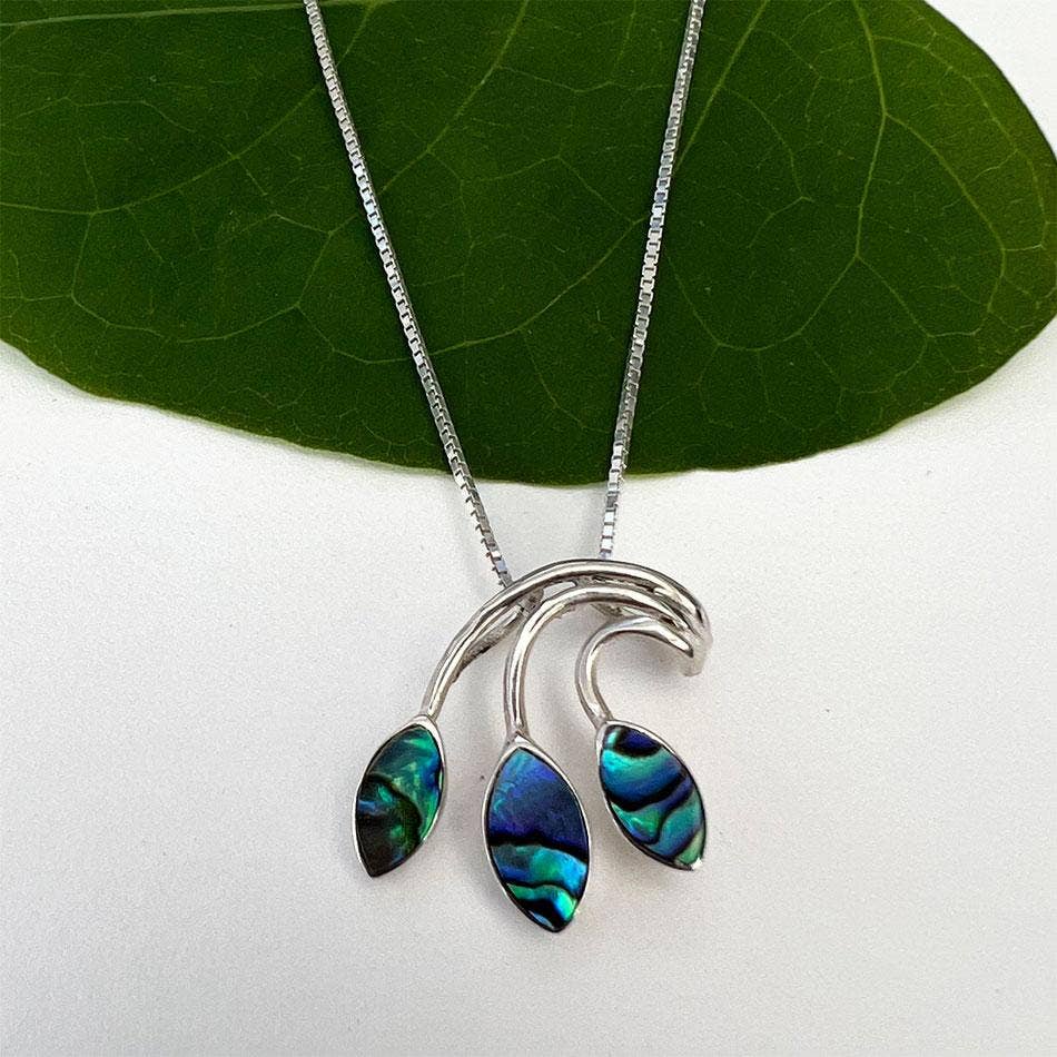 Abalone Leaf Necklace - Sterling Silver, Indonesia