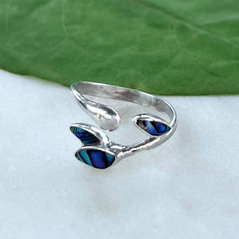 Abalone Leaf Adjustable Ring- Sterling Silver, Indonesia