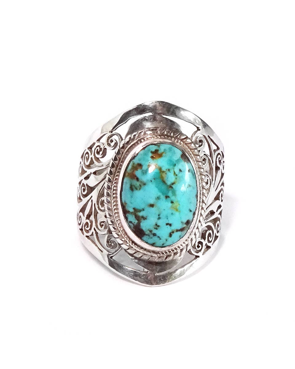 Tear Shaped Jali Ring: Turquoise