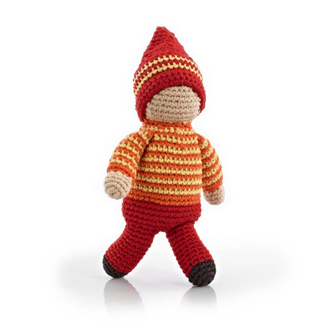 Red Pixie Doll Rattle - Acorn