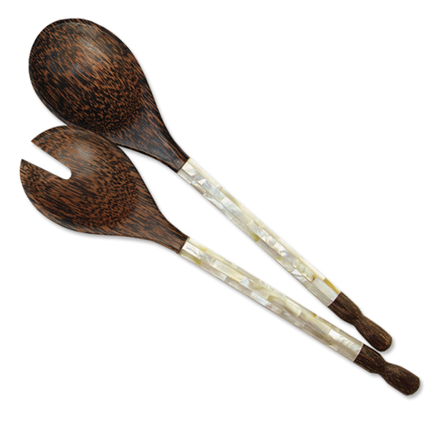 Mother of Pearl & Palm Wood Servers