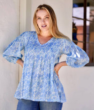 Load image into Gallery viewer, Alya Floral Top Block Printed Blue: Small / Blue
