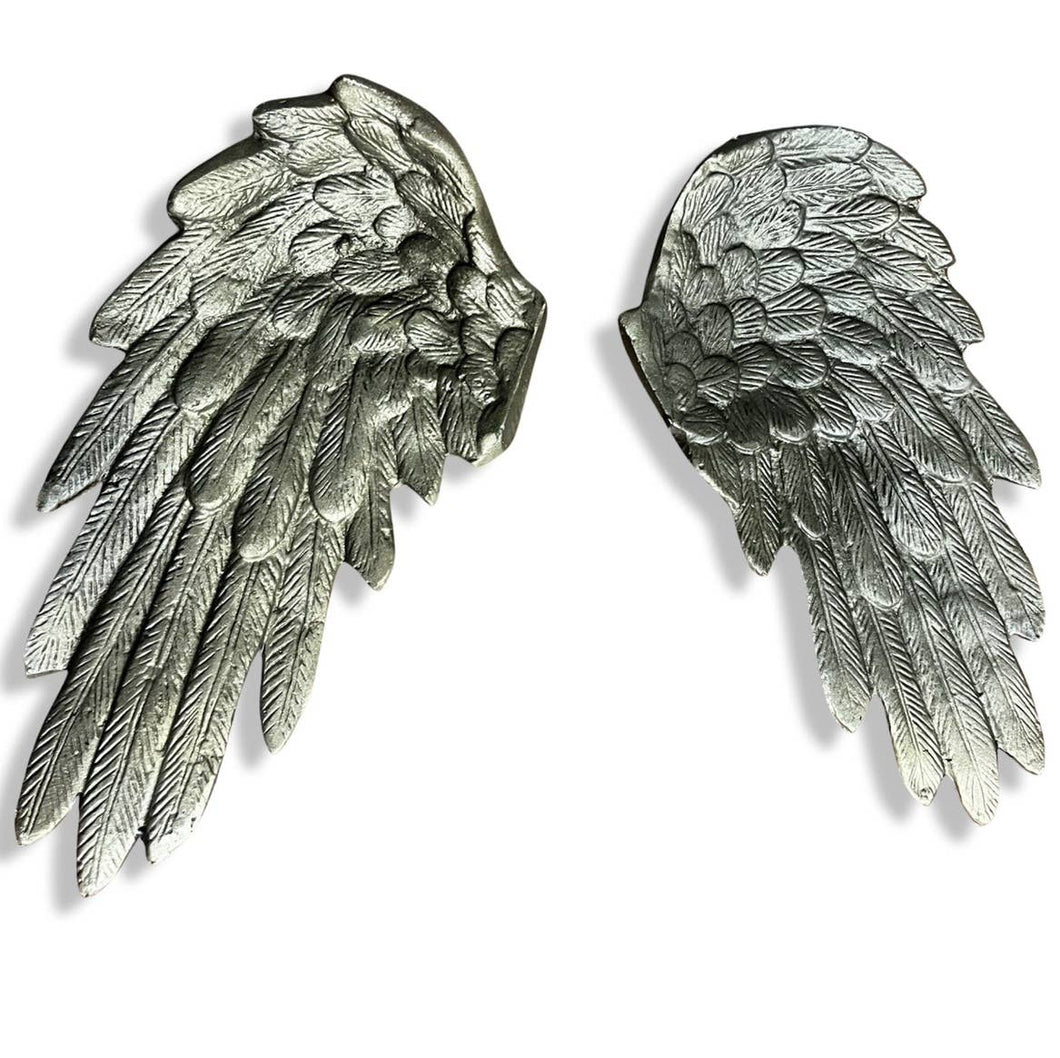 Rustic Pair of Angel Wings Metal Aluminum Bronze Set Color