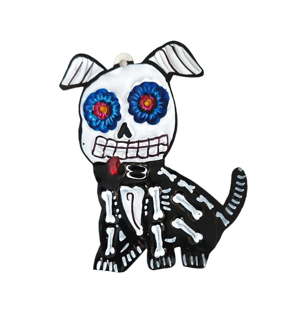Tin Day of the Dead Dog Ornament