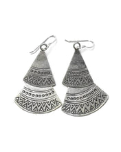 Load image into Gallery viewer, Carved Triangle Tribal Earrings
