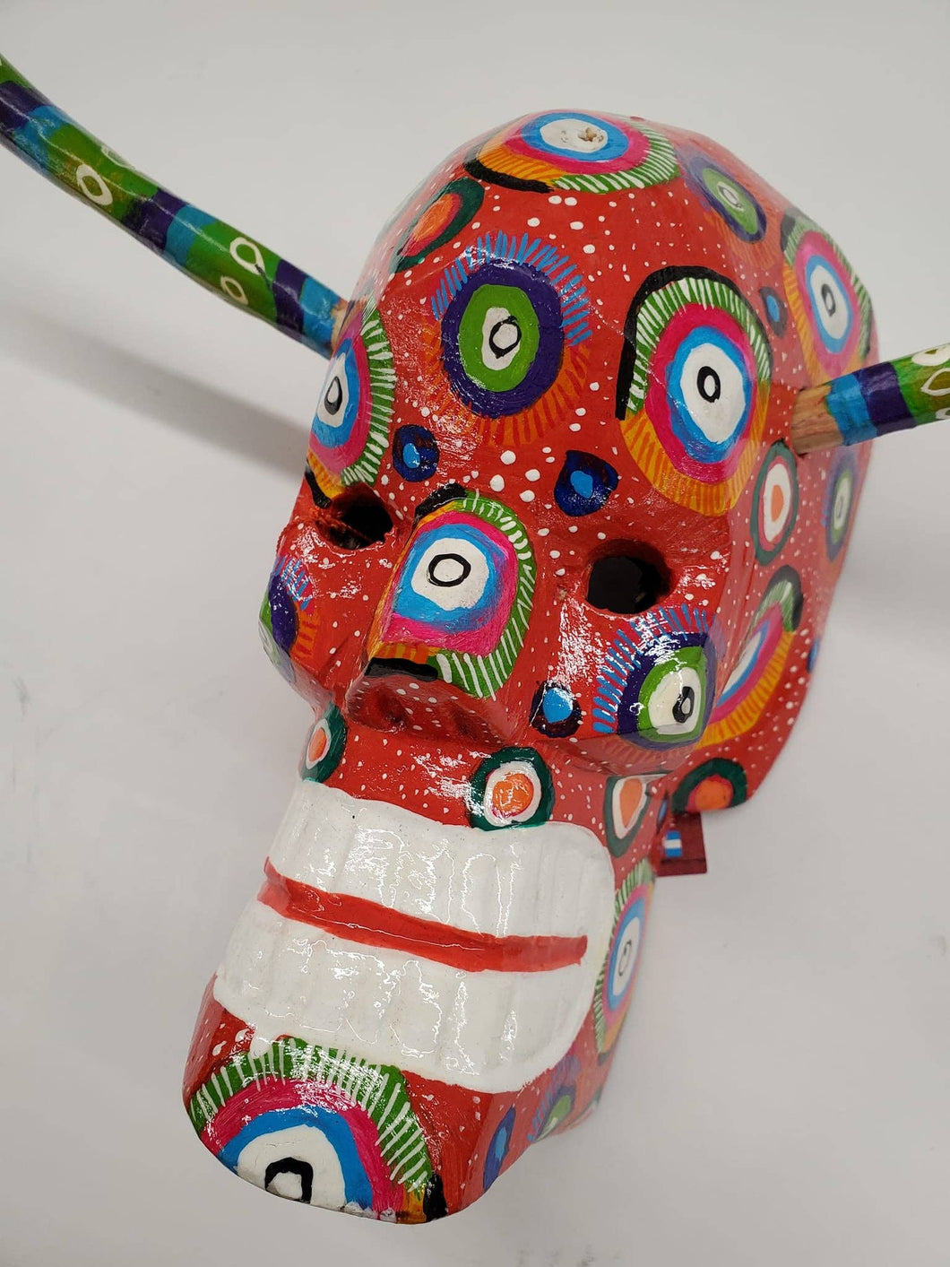 Skull Mask w/ Horns (Day of the Dead): Red