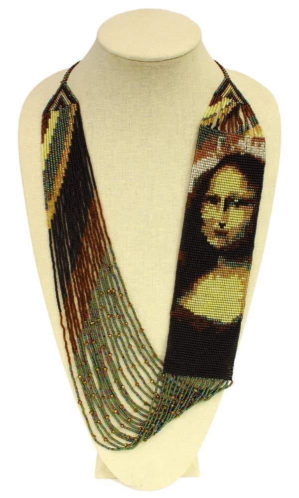 Mona Lisa Necklace Woven Multi Strand Magnetic Clasp Glass