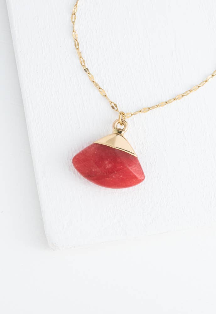 Fan Drop Necklace in Crimson