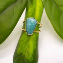 Load image into Gallery viewer, Brass Amazonite Ring: 6
