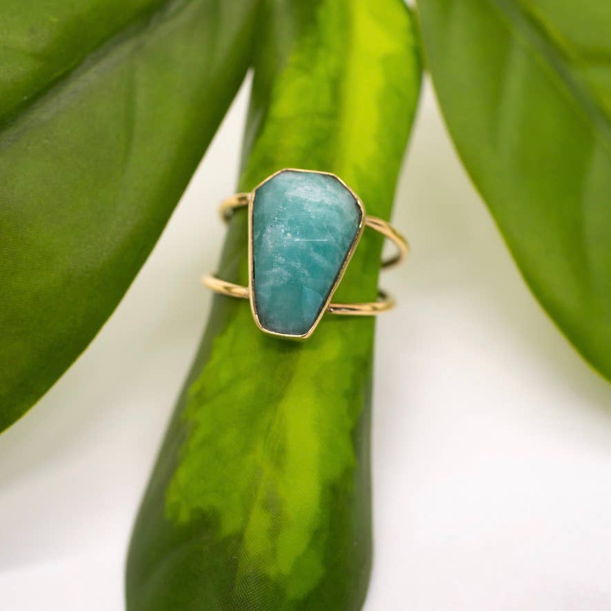 Brass Amazonite Ring: 6