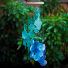 Load image into Gallery viewer, Capiz Chime Spiral Wood Top | Blue Water: Wood
