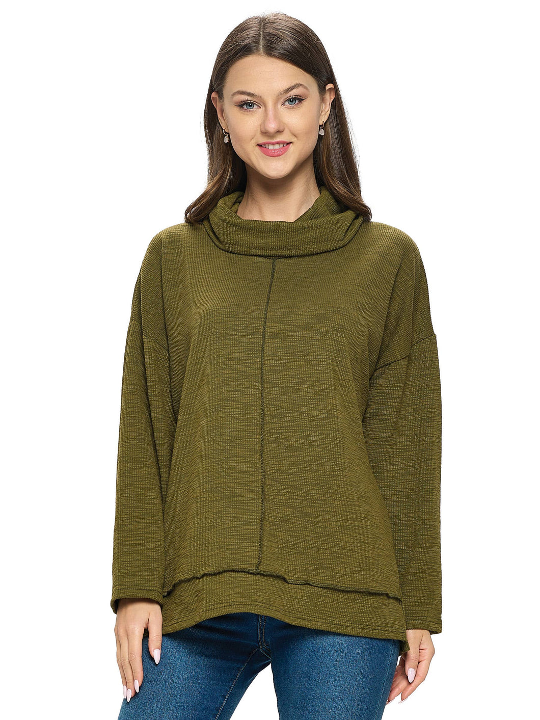 Top Cowl Neck Oversized Ribbed