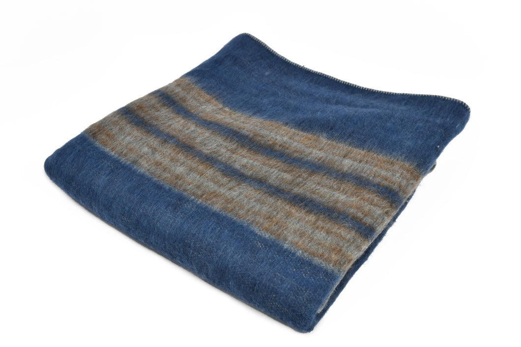 Reversible Brushed Striped Alpaca Color Blanket - Two Tone