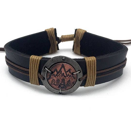 Pull Tie Leather Bracelet - Happy Camper