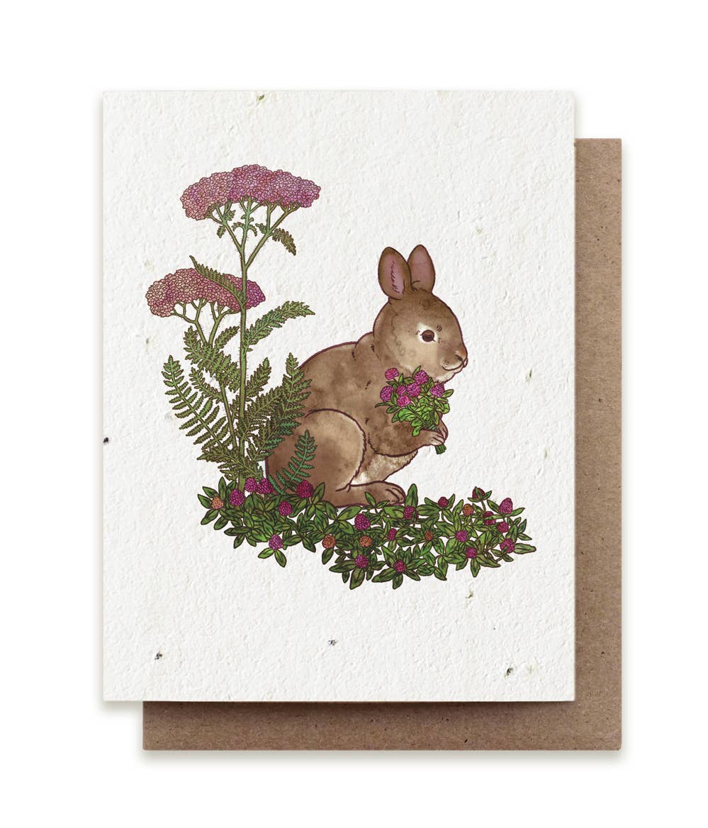 Rabbit Gathering Herbs Plantable Herb Seed Card: Glassine Sleeves