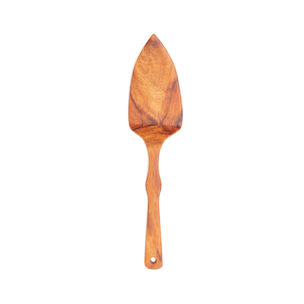 Hand Carved Wood Cake Server: Macawood