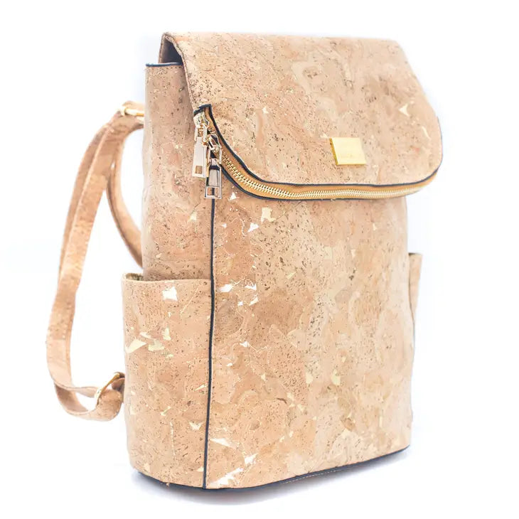 Stylish Natural Cork and Gold Backpack