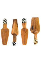 Load image into Gallery viewer, Set of 4 Slender Wild Olive Wood Spice Scoops
