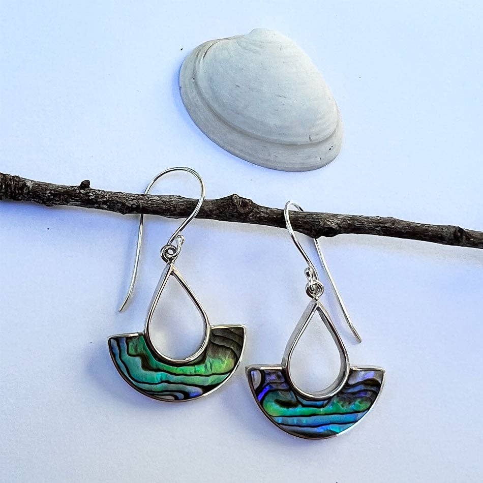 Half Moon Abalone Earrings - Sterling Silver, Indonesia
