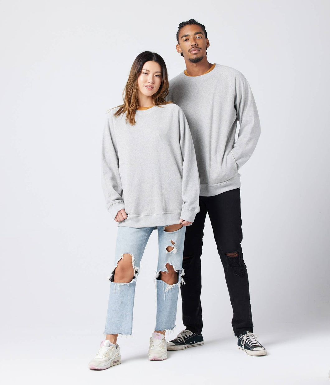 Unisex Pocket Crewneck Sweatshirt: Athletic Heather / S