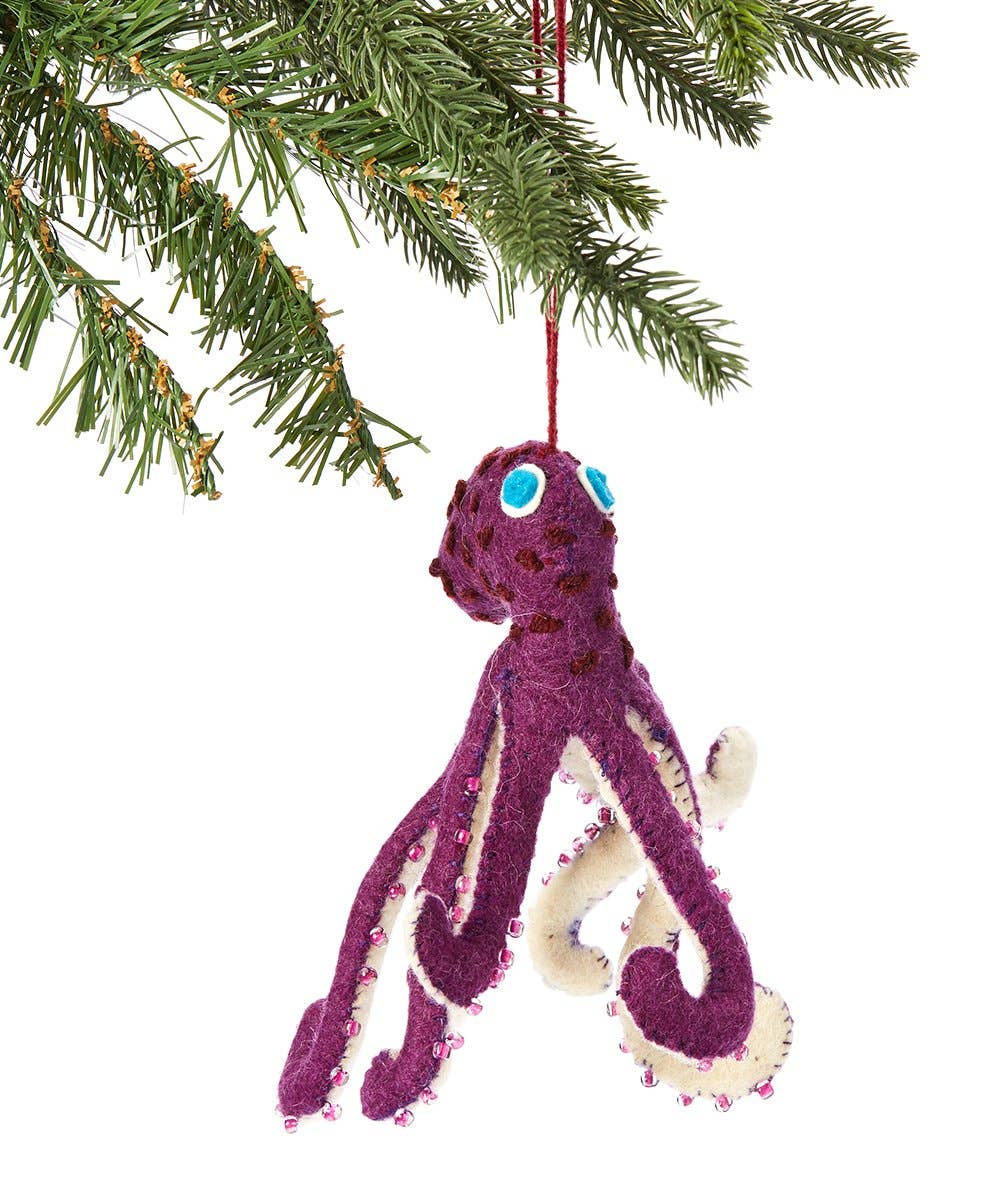 Purple Octopus Ornament