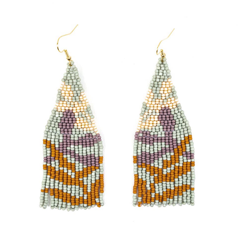 Handmade Botanica Fringe Earrings: Honey Dew