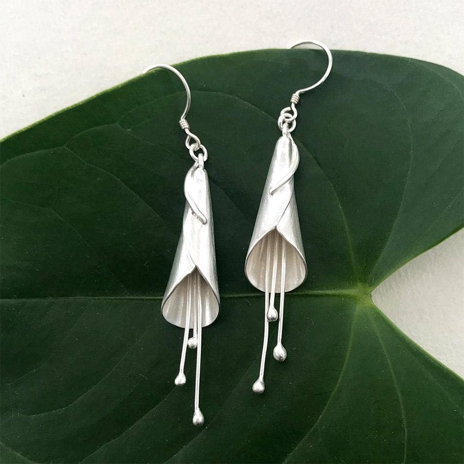 Calla Lily Earrings - Sterling Silver, Indonesia