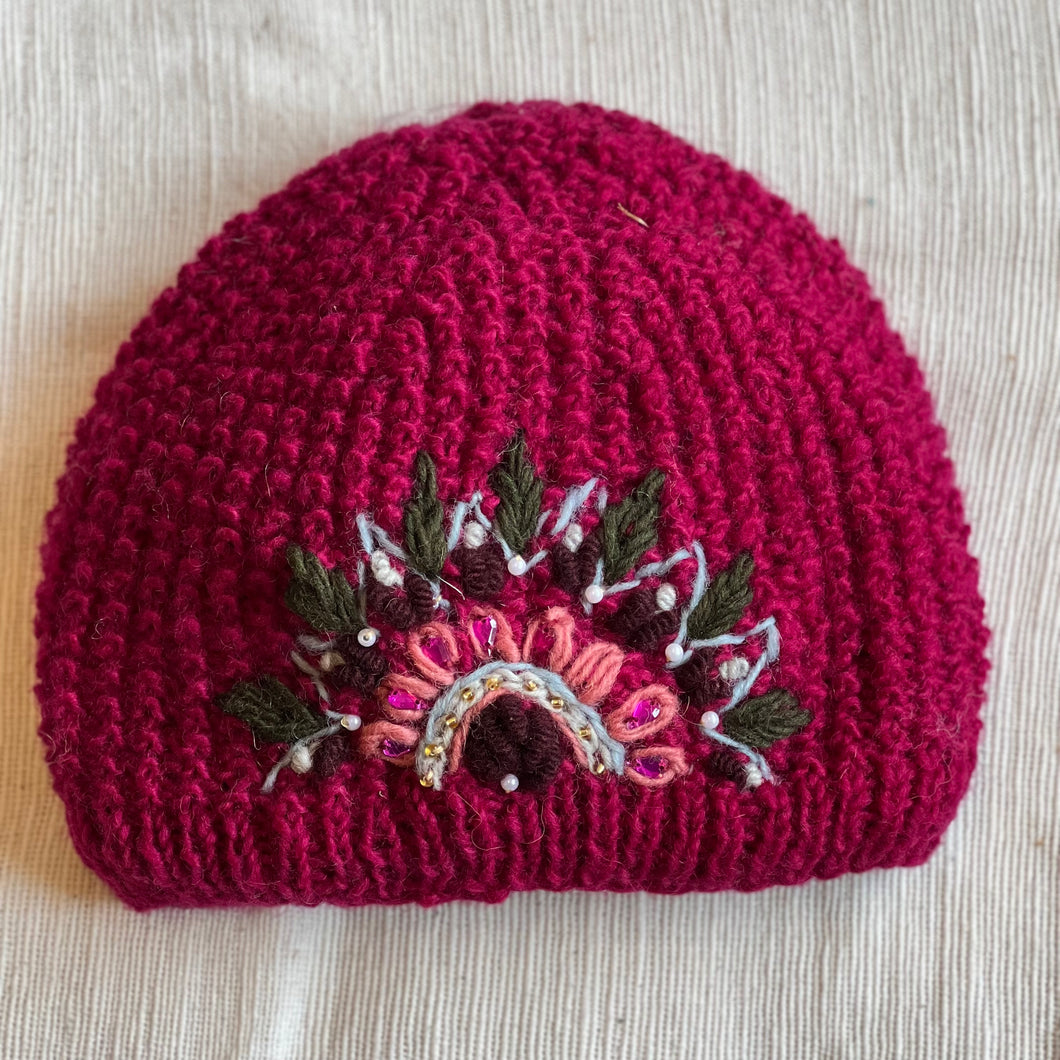 Wool Hat Beaded Embroidery