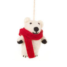 Load image into Gallery viewer, Hanging Felt Pedro Polar Bear Handmade Felt Biodegradable
