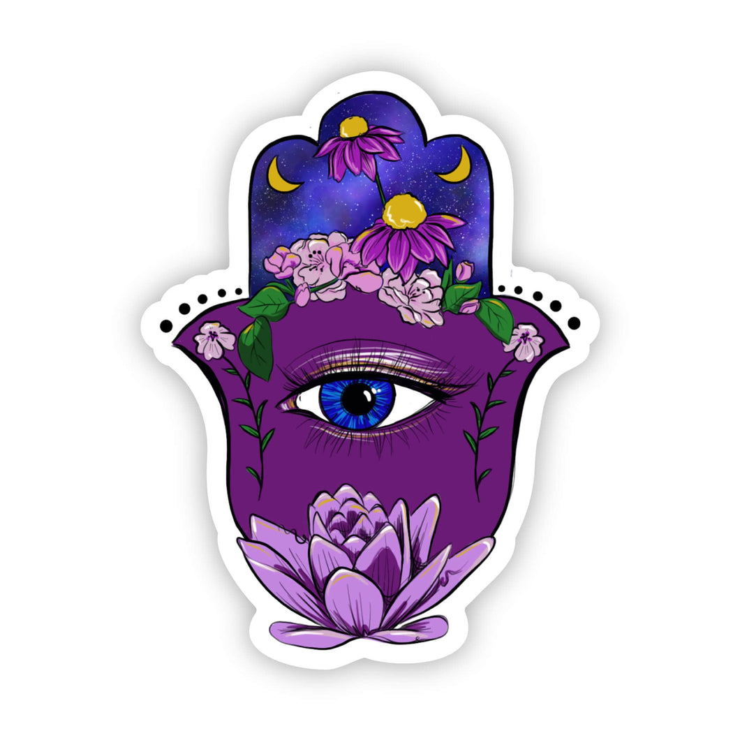 Abstract Hamsa Eye Sticker - Purple & Blue