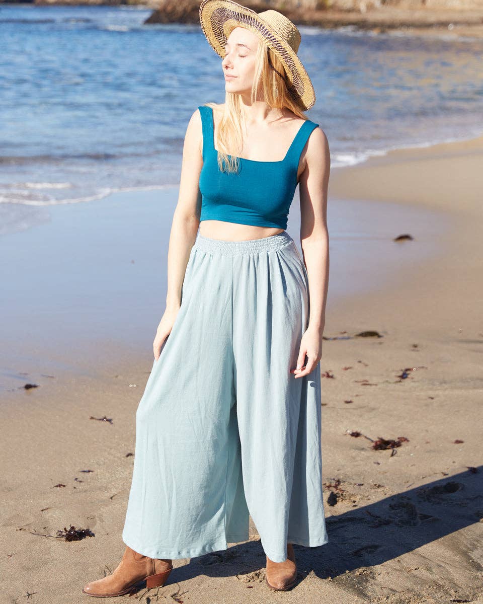 Organic Wide Leg Pants: Aqua