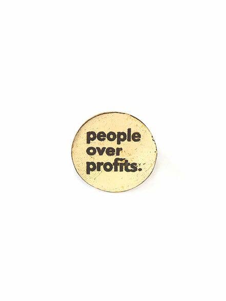 People Over Profits Pin - Brass