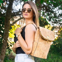 Load image into Gallery viewer, Stylish Natural Cork and Gold Backpack
