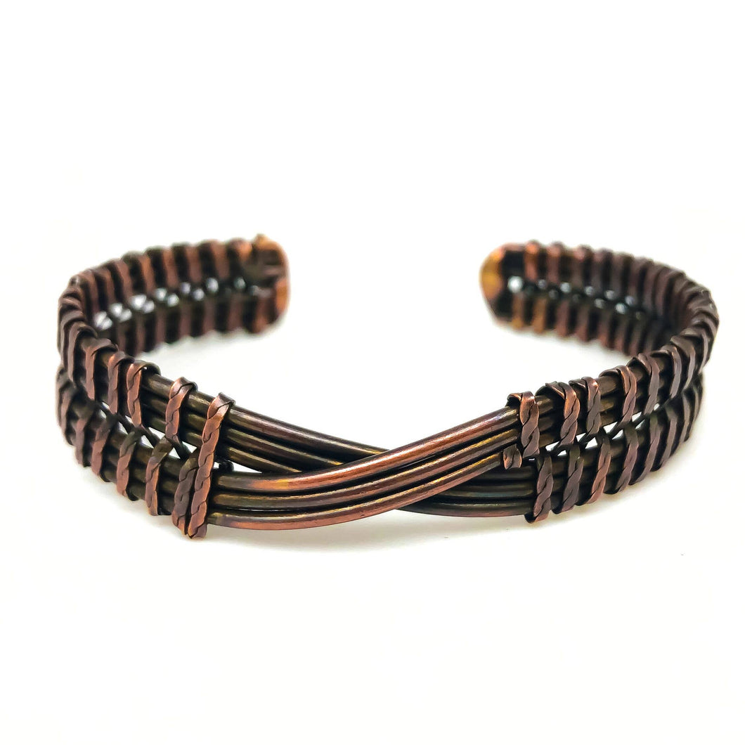 Basketweave Antique Copper Infinity Twist Braided Cuff