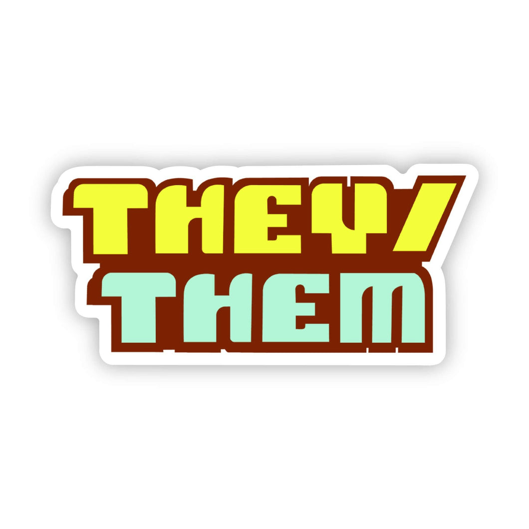 They Them Retro Pronouns LGBTQ Pride Sticker