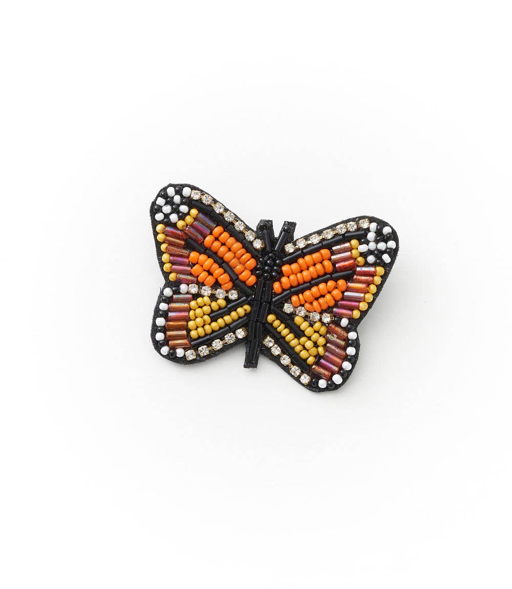 Bala Mani Beaded Butterfly Brooch Pin - Handmade, Fair Trade