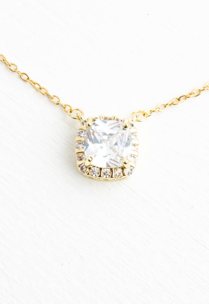 Forever Cushion-Cut Gold Necklace