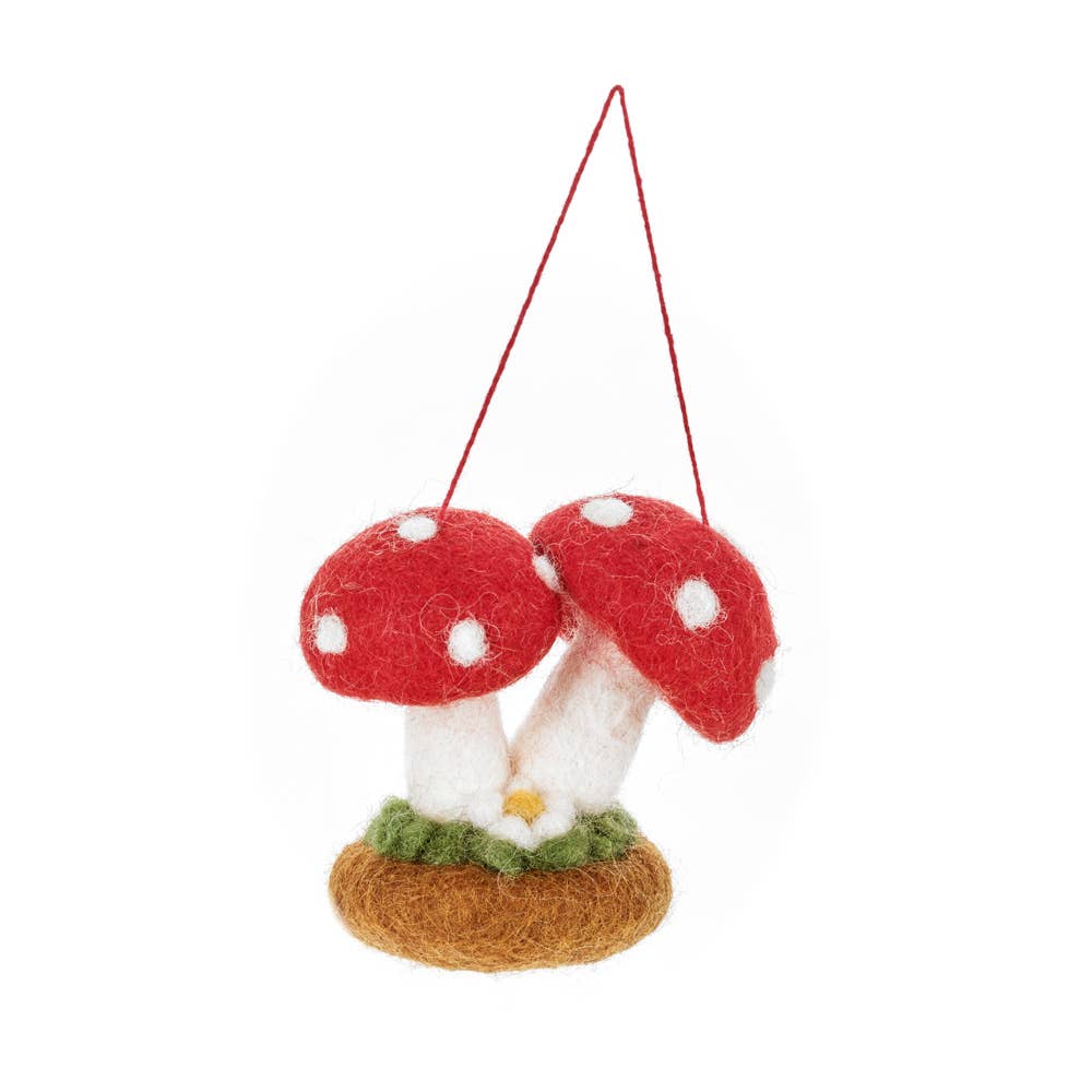 Handmade Felt Magical Toadstools Hanging Decoration