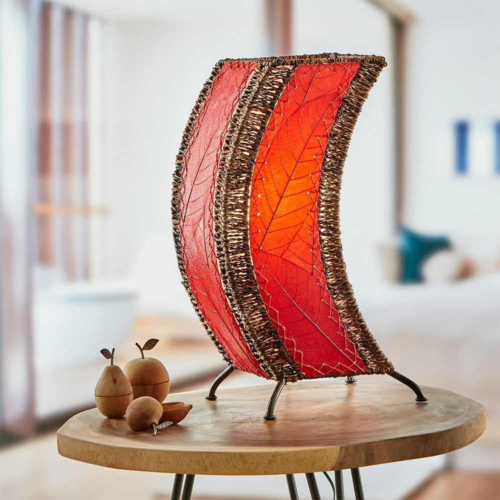 C Shaped Red Cocoa Leaf Lamp